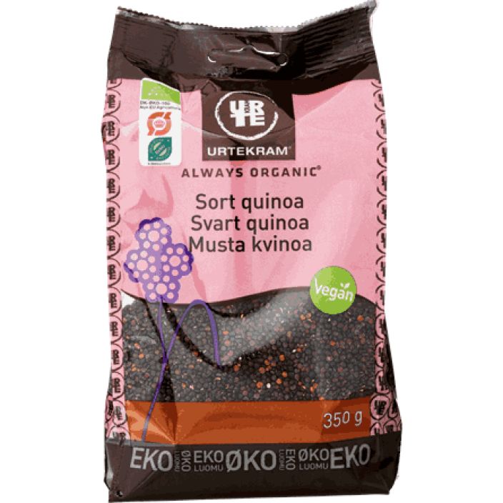Musta kvinoa, luomu 350g Musta kvinoa on hieman maukkaampaa kuin muut kvinoalajikkeet. Kvinoa on etelaamerikkalainen