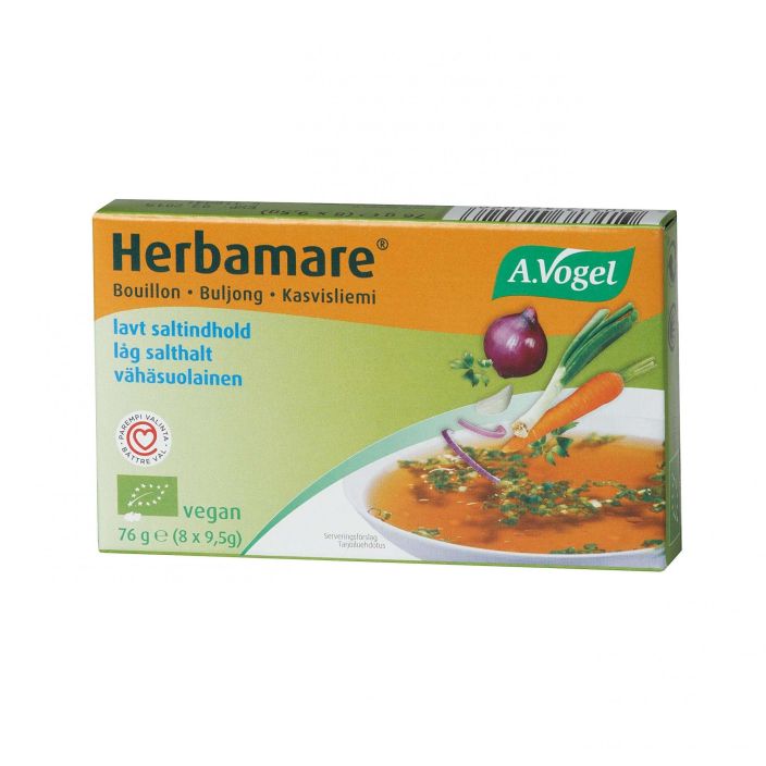 Herbamare - luomu kasvisliemikuutiot, vahasuolainen 76 g Keittoihin ja kastikeisiin.Vahasuolainen,vegaaninen ja gluteeniton.