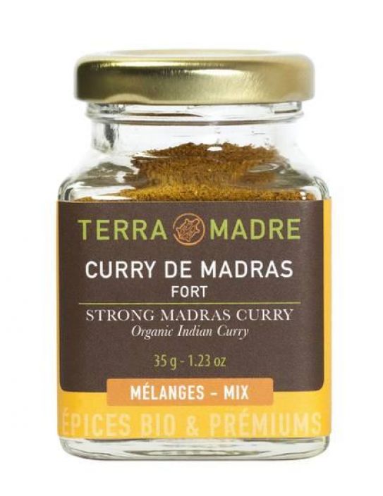 Luomu Madras vahva curry Vahva suolaton curry kutsuu makumatkalle Intiaan. Luomumaustesekoitus sisaltaa myos chilia.