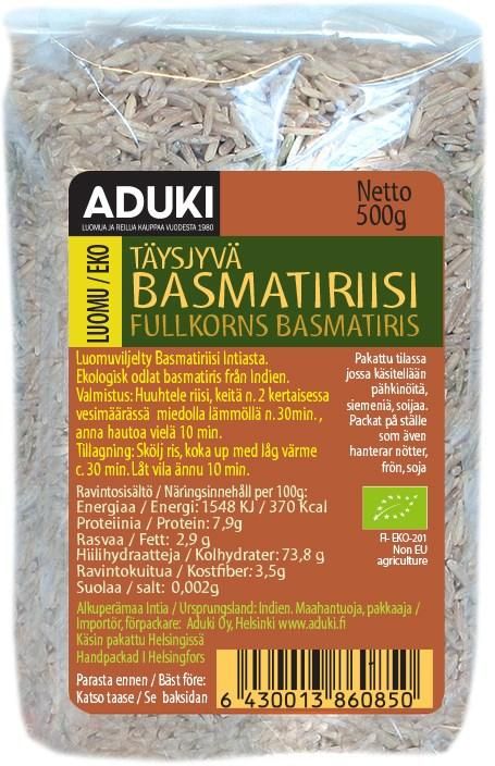 Taysjyva Basmatiriisi 500g Tumma intialainen basmatiriisi on kapea- ja pitkajyvainen riisilajike, joka on taydellisen